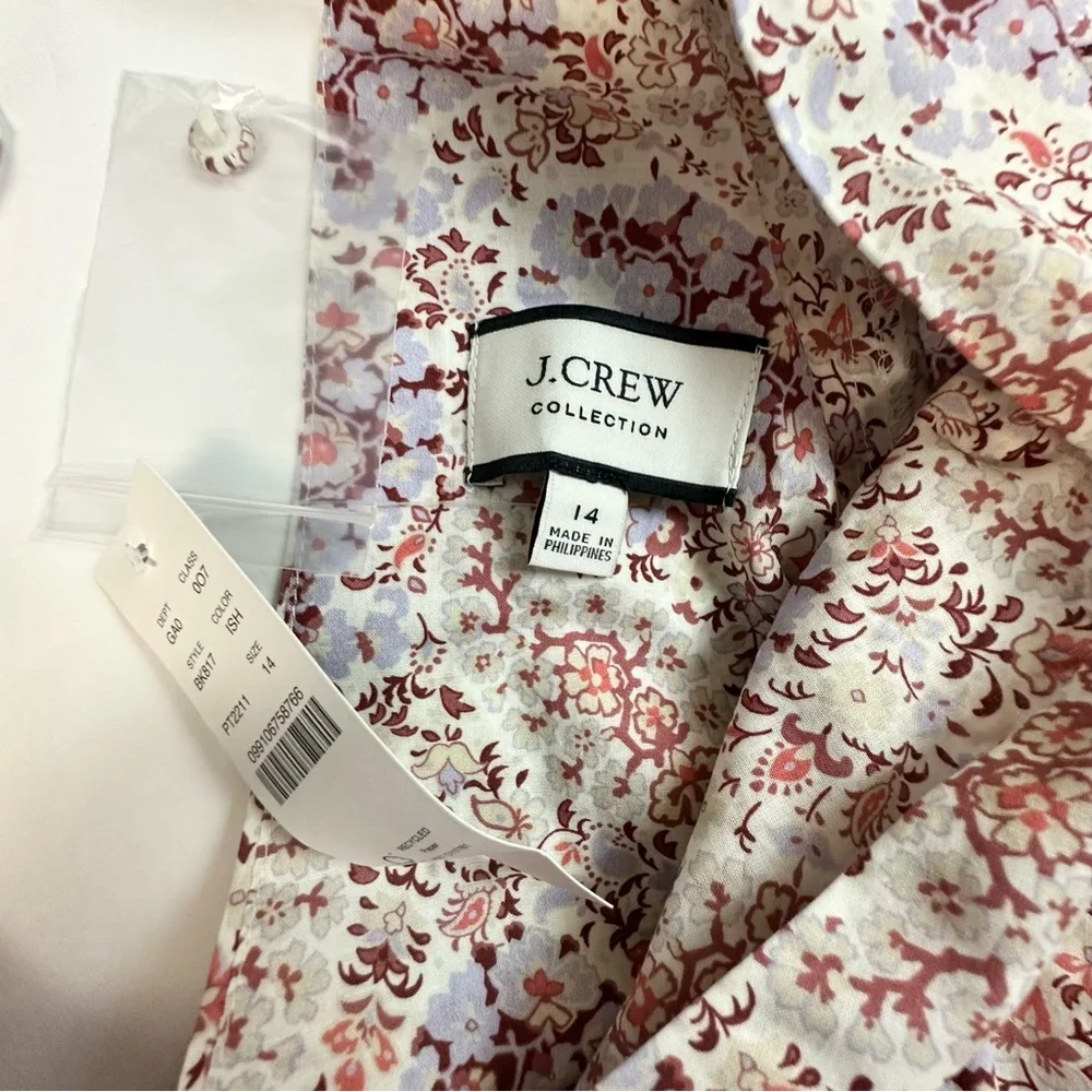 J.Crew Puff-sleeve V-neck Top in Ratti® Paisley Garden Short Sleeve Blouse Shirt